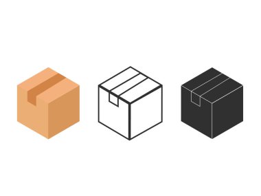 Kutu simgesi 3 tip renk, siyah ve beyaz, özet. İzole edilmiş vektör karakterlerinin tanımlaması.