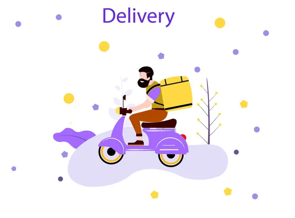 Shipping Man Ride Scooter Motocykl Cartoon Vector Illustration Eps10 — Stockový vektor