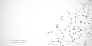 Moleküler yapı ve genetik mühendisliğin vektör çizimi, DNA molekülleri, sinir ağı, bilimsel araştırma. Yenilik teknolojisi, bilim, sağlık ve tıp için soyut bir arkaplan