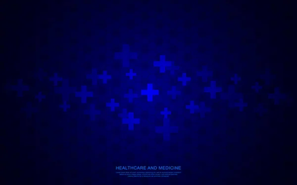 Vector illustratie van een medische achtergrond met zeshoeken en kruisen. Concepten en ideeën voor gezondheidszorg en geneeskundeontwerp — Stockvector