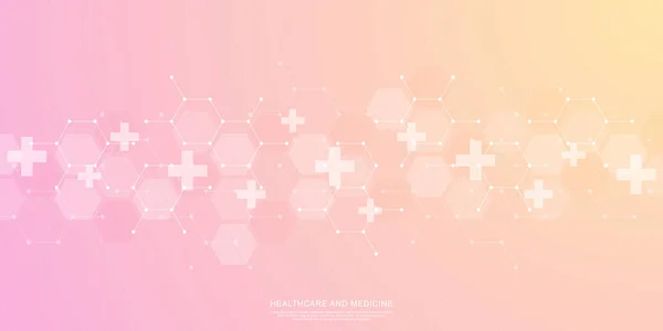 Vector illustration of a medical background with hexagons and crosses. Concepts and ideas for healthcare and medicine design — 图库矢量图片