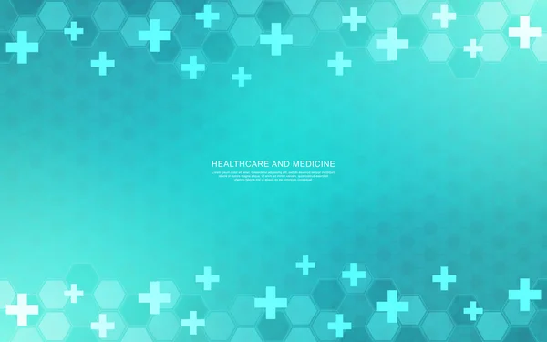 Vector illustration of a medical background with hexagons and crosses. Concepts and ideas for healthcare and medicine design — Stock Vector