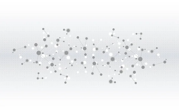 Vektor illustration av molekylär struktur och genteknik, molekyler DNA, neurala nätverk, vetenskaplig forskning. Abstrakt bakgrund för innovationsteknik, vetenskap, hälso- och sjukvård och medicin — Stock vektor
