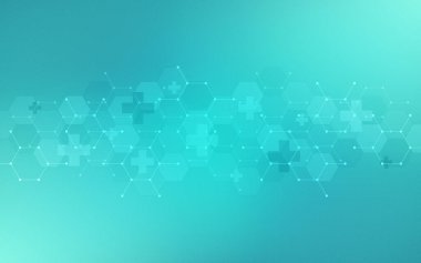 Altıgen desenli ve çaprazlı tıbbi geçmişin tasviri.