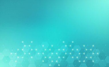 Moleküllerin soyut arka planının yansıması. Moleküler yapılar veya kimya mühendisliği, genetik araştırma, yenilik teknolojisi. Bilimsel, teknik veya tıbbi konsept.