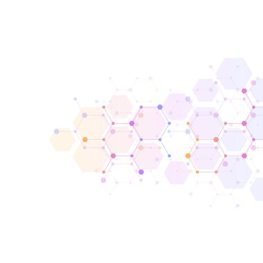 Taslağınız için soyut arkaplan ve altıgen desenli tasarım ögesi ve geometrik şekiller. Vektör illüstrasyonu