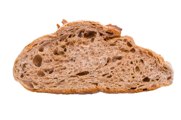 Piece Dark Rye Whole Grain Wholesome Bread Isolated White Background — Stock fotografie