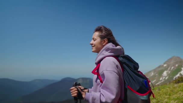 Happy dan gembira pendaki gunung di atas — Stok Video