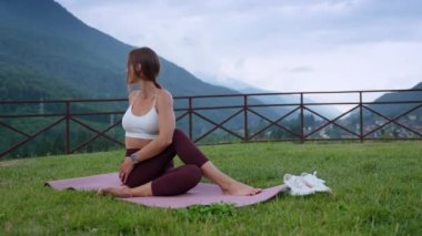 Doing yoga and enjoying the nature