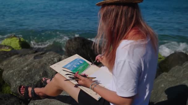 Traços finais de paisagem marinha aquarela — Vídeo de Stock
