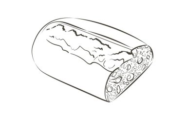 Vektör ekmek. Çavdar ekmeği ya da tam tahıllı ekmek. Logo, simge.