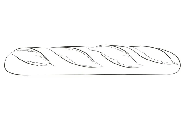 Fransız ekmeği. Uzun somun. Çavdar ekmeği. Vektör çizimi gerçekçi çizgi klasik illüstrasyonu. — Stok Vektör