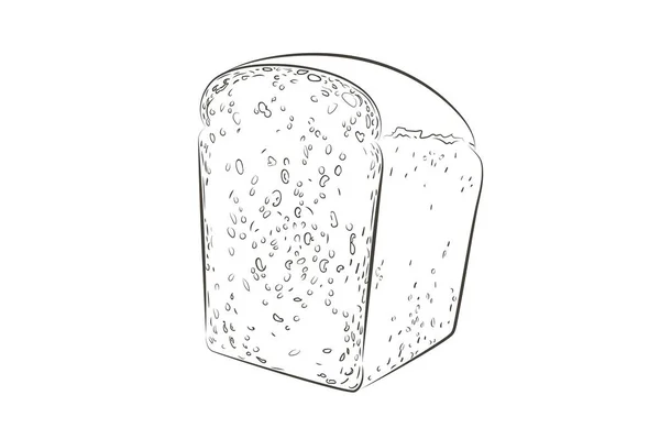 Vector gesneden brood. Het gesneden brood van vierkante toast brood voor sandwich. Logo, icoon. Schets realistische lijn vintage illustratie — Stockvector