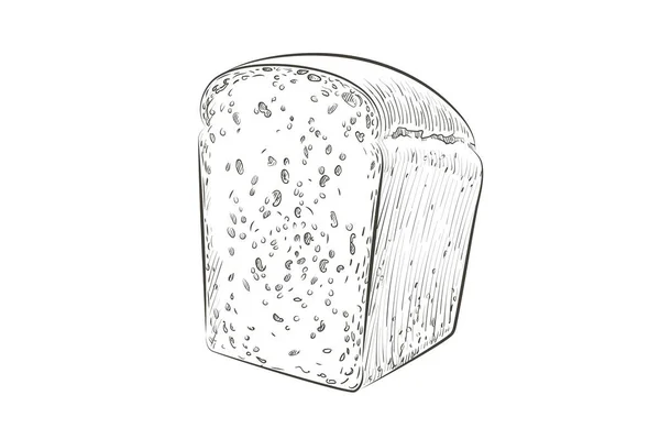 Vector Scheibenbrot. Der geschnittene Laib quadratischen Toastbrot für Sandwich. Logo, Symbol. Skizzieren Sie realistische Linie Vintage Illustration — Stockvektor