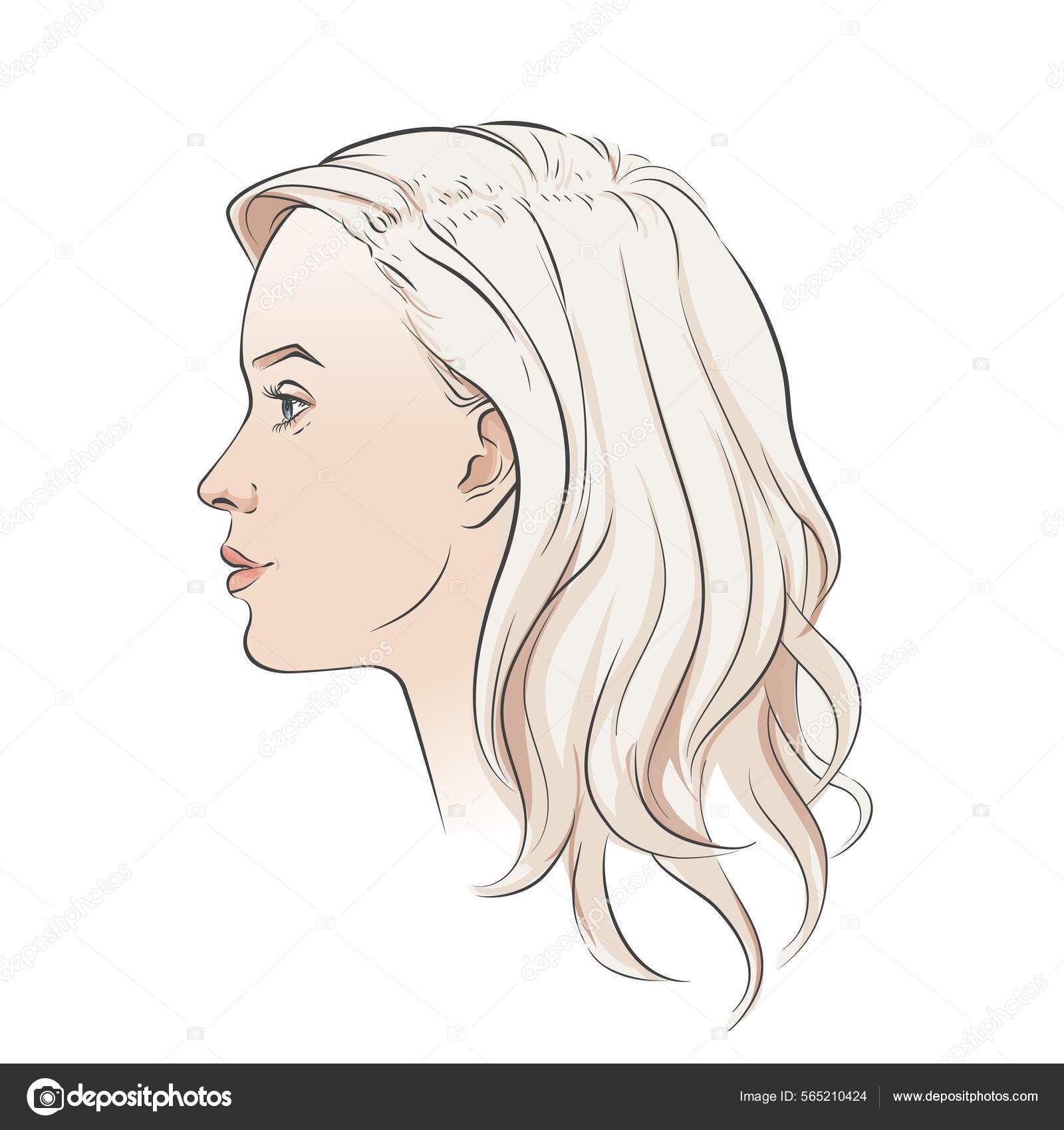 Woman Cartoon Illustration, Beauty side face, watercolor Painting, comics  png | PNGEgg