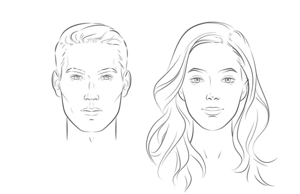 Cara Vectorial Del Hombre Mujer Joven Chica Hermosa Cabezas Niño — Archivo Imágenes Vectoriales