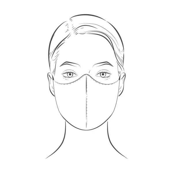 Máscara Facial N95 Quirúrgica Ffp1 Casera Diy Carbono Respiración Seguridad — Archivo Imágenes Vectoriales