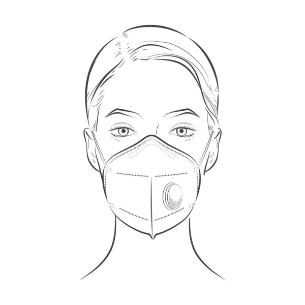 Máscara Facial N95 Quirúrgica Ffp1 Casera Diy Carbono Respiración Seguridad — Archivo Imágenes Vectoriales