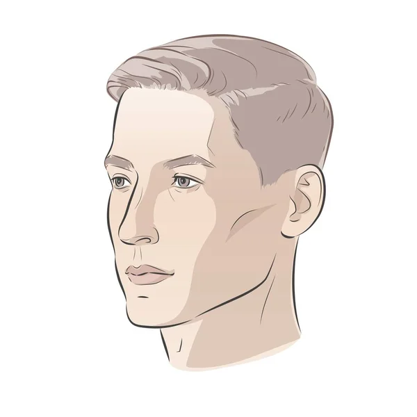 Vektor Lidské Tváře Mužský Portrét Mladého Krásného Chlapce Módním Účesem — Stockový vektor