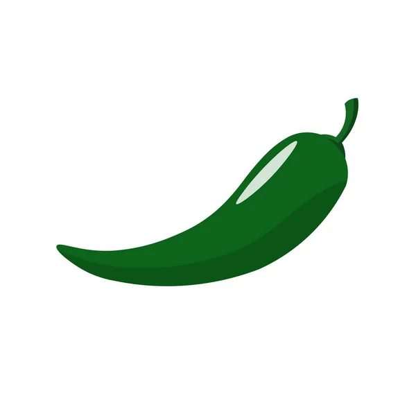 Green Hot Chili Pepper Vector Illustration Isolated White Background Hot — Vector de stock