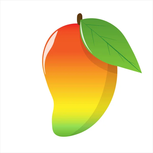 Beyaz arka planda izole edilmiş mango olgun meyve, klipsli sanat için renkli çizgi film, illüstrasyon, vektör