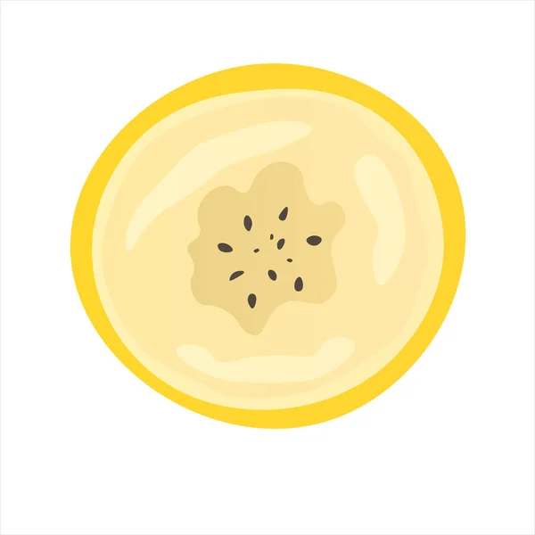 Rebanada Plátano Fresco Sobre Fondo Blanco Ilustración Plana Del Vector — Vector de stock