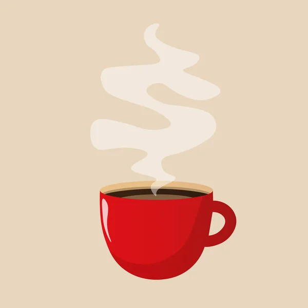Red Cup Coffee Tea Smoke Float Vector Illustration Flat Style — Image vectorielle