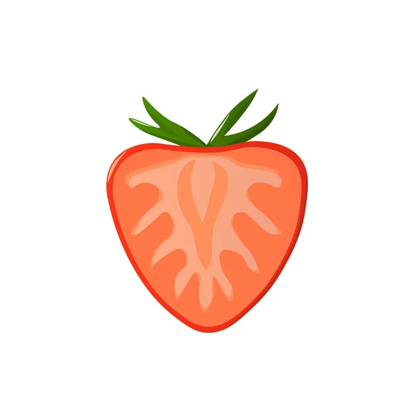 Çilek dilimi, beyaz arka planda yarı izole edilmiş. Renkli meyve suyunun parlak vektör çizimi