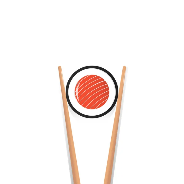 Chopsticks Holding Sushi Roll Concept Snack Exotic Nutrition Restaurant Sea — Stockvector
