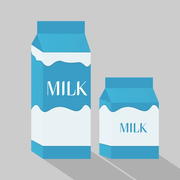 Papperspåse Med Mjölk Förpackning Liten Storlek Och Stor Isolerad Vit — Stock vektor