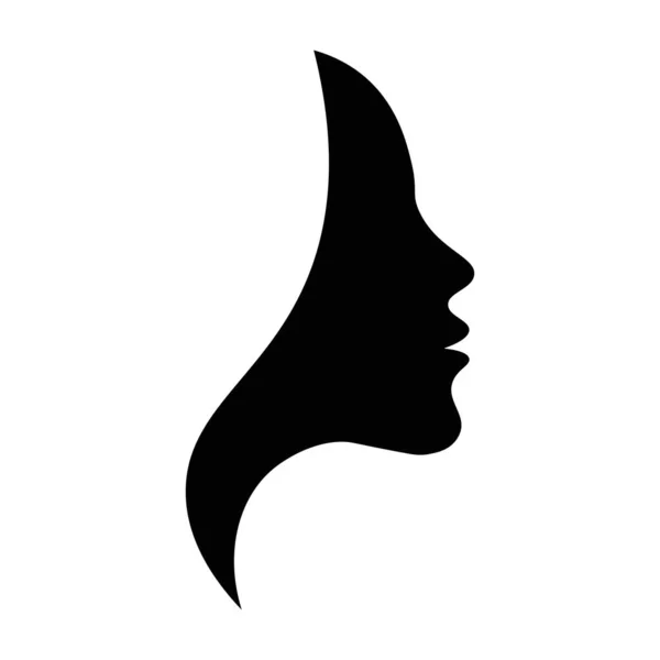 Zwart Mooie Vrouw Gezicht Logo Pictogram Vector Geïsoleerd Witte Achtergrond — Stockvector