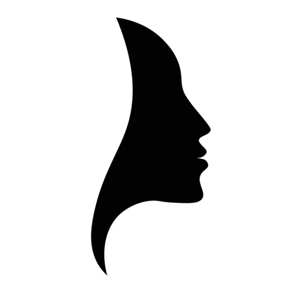Preto Bela Mulher Rosto Logotipo Ícone Vetor Ilustração Isolado Fundo — Vetor de Stock