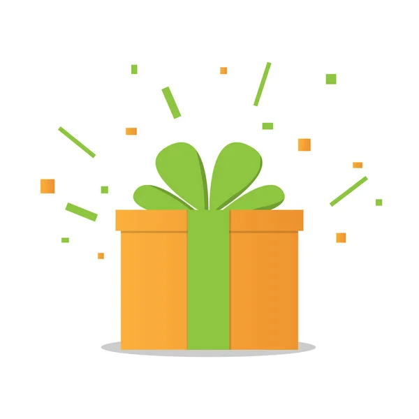 Freude Geschenk Überraschung Gelbe Geschenkbox Geburtstagsfeier Spezielle Give Away Paket — Stockvektor