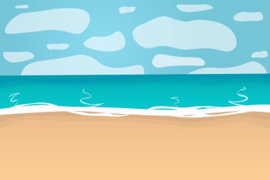 Tropical landscape of coast beautiful sea shore beach on good sunny day vector illustration