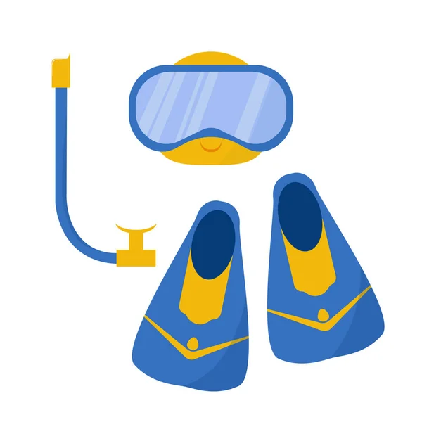 Parlak Yaz Yüzgeçleri Maskesi Dalış Zıpkınla Balık Tutmak Için Solunum — Stok Vektör