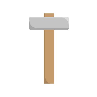 Hammer Düz Simge Logosu Çizgi film Vektörü izole edildi. İşçi Bayramı, Mayıs, Endüstri ve İnşaat Simgesi. Web Tasarımı, Logo, Uygulama ve İşinizi Geliştirmek İçin Uygun.