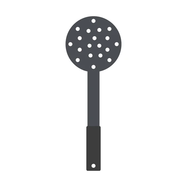 Kitchenware Steel Slotted Spoon Holes Ladle. vektör karikatür çizimi. Mutfak Aletleri. Logo ya da imza elementi.