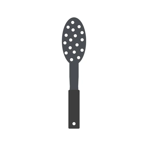Kitchenware Steel Skimmer Slotted Spoon Holes Ladle Vector Cartoon Illustration — Stock Vector