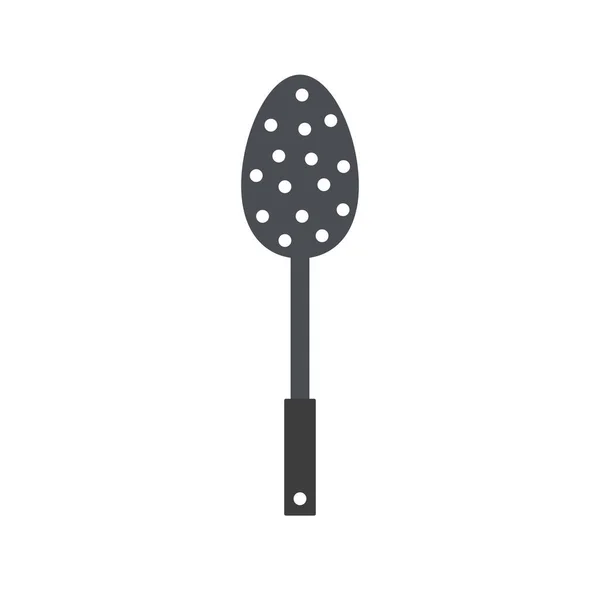 Kitchenware Steel Skimmer Slotted Spoon Holes Ladle Vector Cartoon Illustration — Stock Vector