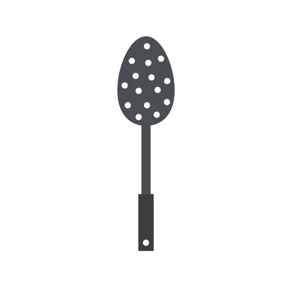Kitchenware Steel Slotted Spoon Holes Ladle. vektör karikatür çizimi. Mutfak Aletleri. Logo ya da imza elementi.
