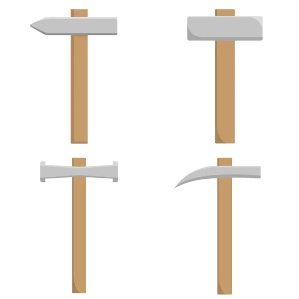 Σύνολο Hammer Flat Icon Εικονίδιο Εικονογράφηση Κινουμένων Σχεδίων Διάνυσμα Απομονωμένο — Διανυσματικό Αρχείο