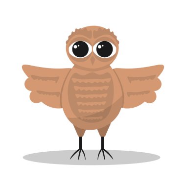 Beyaz arka planda izole edilmiş komik baykuş çizgi filmi. Düz vektör illüstrasyonu