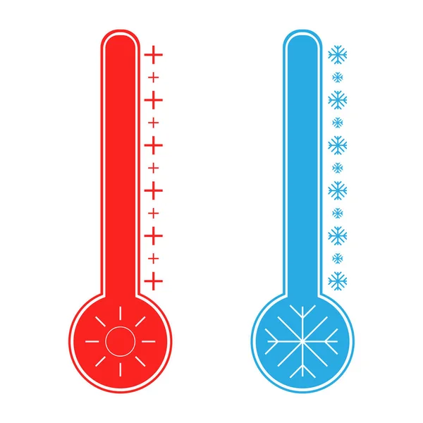 Termometer Dingin Dan Ikon Panas Suhu Beku Vektor Cuaca Hangat - Stok Vektor