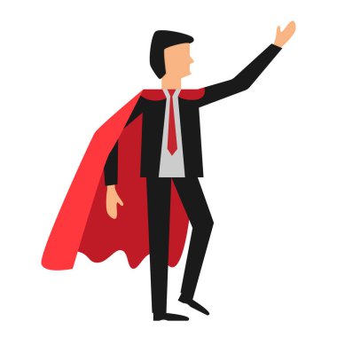 Businessman in the cloak of a superhero. Conceptual vector illustration in flat style design. Isolated on background.