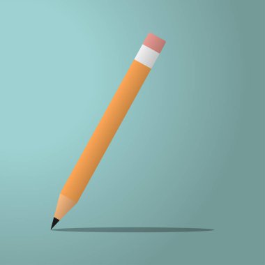 Düz tasarım kalem simgesini. Vektör çizim. Gölge beyaz zemin üzerine kalem.