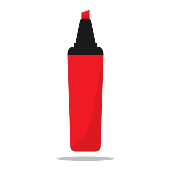 Tinte Graphic Red Marker Pen Highlighter Isoliert Auf Weiß Flache — Stockvektor