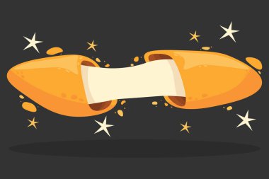 Çin şans kurabiyeleri. Düz Vektör illüstrasyonu. Yemek, tatlı, iyi talih teması. Beyaz arkaplanda izole