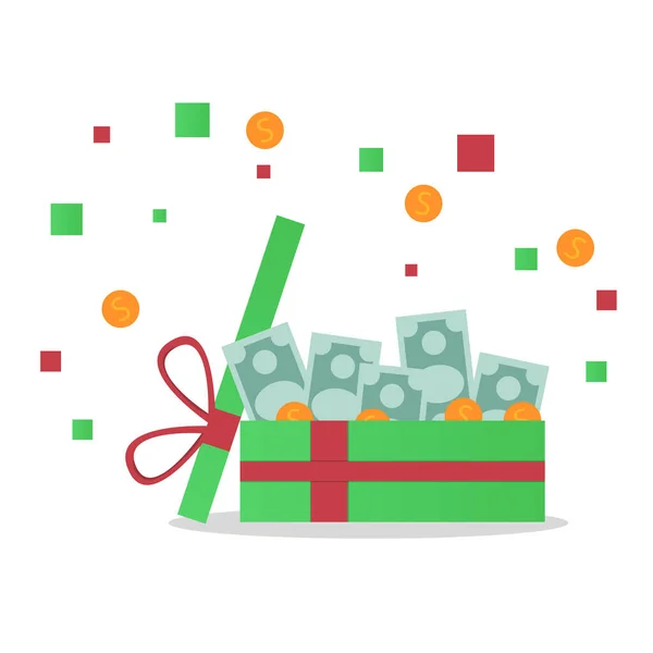 Surprise Box Cash Prizes Concept Cashback Service Discount Loyalty Card — Image vectorielle