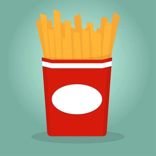 French Potato Pack Box Cartoon Fastfood Fry Potato Isolated Flat — Διανυσματικό Αρχείο