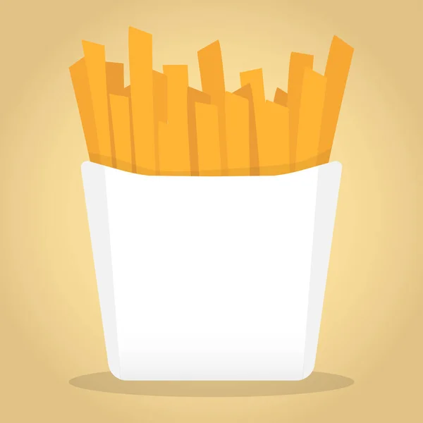 French Potato Pack Box Cartoon Fastfood Fry Potato Isolated Flat — Stock Vector